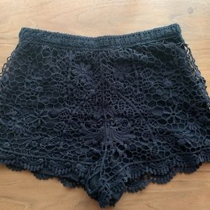 Brandy Melville Crochet Lace Shorts Black